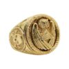 Gold 14K Illuminati All Seeing Eye ring, Snake Owl Skull mens power ring